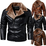 Nukty New Winter Warm Leather Jacket Men Thick Fur Linner Fashion Male Motorcycle Parkas Coat Motorcycle PU Jackets Outwear Plus Size