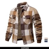 Nukty Mens Flannel Plaid Sherpa Fleece Lined Winter Jacket Turn Down Collar Thicken Warm Casual Shirt Jackets Coats Men