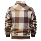 Nukty Mens Flannel Plaid Sherpa Fleece Lined Winter Jacket Turn Down Collar Thicken Warm Casual Shirt Jackets Coats Men