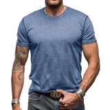 Nukty Summer Classic Men's Round Neck Men T -shirt Solid Color American Outdoor Male Tops Tees Clothes