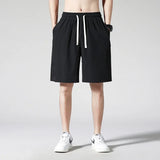 Nukty Spring Summer Split Pants for Men's Slim Outdoor Sports Running Loose Oversized Outerwear Shorts with Ice Silk Sports Shorts