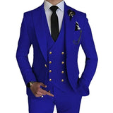 Nukty Fashion New Men Leisure Boutique Business Solid Color Wedding Suit Coat Pants Vest 3 Pcs Set Dress Blazers Jacket Trousers