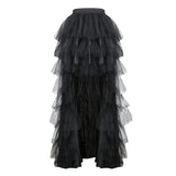 Nukty Women Black Mesh Skirt Gothic Steampunk Party Halloween Clothing Tuxedo Skirt