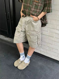 Nukty Vintage Cargo Pants Summer Women Y2k Baggy Wide Leg Knee Length Jorts Harajuku Streetwear Casual Oversize Denim Shorts