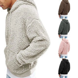 Nukty Warm Chic Pure Color Plush Autumn Hoodie Casual Men Hoodie Hooded for Home