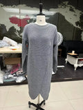 Nukty Long Knitted Sweater Women 2025 Gray Pullovers Autumn Winter Khaki Warm Fur Jumpers Maxi Y2k E-girl Jumper Work Sueter Mujer