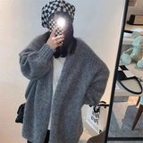 Nukty Autumn Winter Thicken Warm Women Cardigan Sweater Korean Lazy Wind Soft All Match Cardigans Tops Solid Loose Knitted Coats