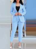 Nukty business casual outfits Elegant Office Lady Two Piece Sets Autumn Winter Women Fashion Notched Neck Long Sleeve Blazer & High Waist Work Pants Suit