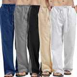 Nukty Fashion Men Linen Pants Multiple Pockets Casual Trousers Summer Breathable Cotton Linen Streetwear Male Spring Loose Sweatpants