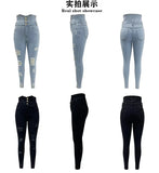 Nukty Pencil Pants Jeans Women Pencil Pants Bodycon High Waist Casual Long Pant Sheath Denim Trousers Tie Y2k Trouser Spring