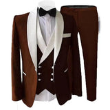 Nukty 3 Piece Suits for Men Slim Fit Groom Wedding Tuxedos Shawl Lapel Jacket Business Formal Party Blazer Vest Pants Costume Homme