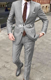 Nukty Men's Suit   Handsome Casual 2 Piece Suit For Men Wedding Tuxedos Notched Lapel Groomsmen  Business  Prom Blazer