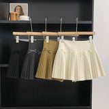 Nukty Preppy Style Mini Skirt Women High Waist A-line Bow Female Pleated Skirts with Shorts Korean Fashion Autumn Skirts