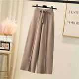 Nukty Knitted Pants Women Spring and Autumn High Waist Elastic Drape Drawstring Loose Casual Mopping Pants Straight Wide Leg Pants