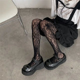 Nukty Fashion Flower Embroidery Mesh Hollow Out Sexy Pantyhose Women's Fishing Net Tights Cool Girl Colored Hipster Harajuku Stockings