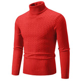 Nukty black turtleneck outfit men Men's High Neck Sweater Solid Color Pullover Knitted Warm Casual Turtleneck  Mens  Knitted Sweater