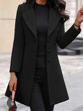 Nukty Autumn and Winter Coat Korean Solid Color Slim Mid-length Button Woolen Coat