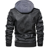 Nukty Autumn Winter Men's Leather Jackets Hooded Casual Motorcycle PU Jackets Biker Leather Outerwear Brand Clothing