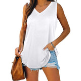 Nukty Womens Tank Tops V Neck Basic Solid Color Casual Flowy Summer Sleeveless