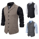 Nukty Men's Single-breasted Lapel Vest Jacket Cross-border Amazon Youth Sleeveless Suit Vest Casual Material Other