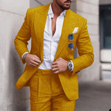 Nukty Linen Suits For Men Wedding 2 Piece Set Single-Breasted Luxury Notched Lapel Top+pants  Trajes Elegante Para Hombre