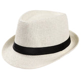 Nukty Unisex Hat Men Women Fedora Trilby Wide Brim Straw Cap Beach Sun Gentleman Adlut