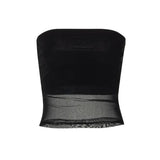 Nukty Mesh Corset Black Y2K Tops Women Transparent Crop Top Stretch Tube Top Sexy Cami Tops Summer Streetwear