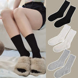 Nukty 1/2Pairs Lolita Long Socks Women Solid Color Knitted Warm Middle Tube White Warmer Ladies Autumn Winter Crochet Sox Boot Cuffs