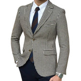 Nukty Houndstooth Plaid Casual Blazer for Men One Piece Suit Jacket with 2 Side Slit Slim Fit Male Coat Fashion In Stock