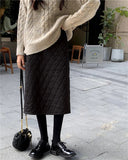 Nukty Black Quilted Skirt Winter Women Pull-on Long Padded Skirt  with Pocket Classic Warm Outfit