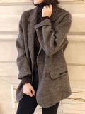 Nukty Suit Coats and Jackets Women Casual Lattice Loose Winter Coat for Women Single Breasted Pockets Korean Fashion Women's Wool Coat