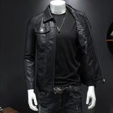 Nukty Black PU Jackets Men Spring Autumn Leather Jacket Coat Male Fashion Casual Motor Biker PU Leather Coat Big Size 5XL