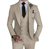 Nukty Fashion New Men Leisure Boutique Business Solid Color Wedding Suit Coat Pants Vest 3 Pcs Set Dress Blazers Jacket Trousers