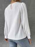 Nukty Fall New Casual Solid Round Neck Long Sleeve Shirts White Women's Blouses