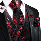 Nukty Wedding Peach Pink Mens Vests Silk Paisley Jacquard Waistcoat Tie Hanky Cufflinks Brooch Set for Men Suit Formal Business Hi-Tie