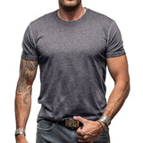 Nukty Summer Classic Men's Round Neck Men T -shirt Solid Color American Outdoor Male Tops Tees Clothes