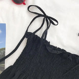 Nukty Sexy Tank Top Bow Halter Crop Tops Women Summer Folds Camis Backless Camisole Casual Bandage Tee Female Sleeveless Cropped Vest