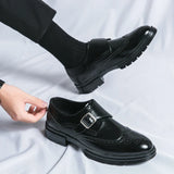 Nukty Spring New Vintage Design Oxford Shoes Thick Soled  Increase Dress Leather Office Casual Shoes Men Carved Handmade Business Shoe