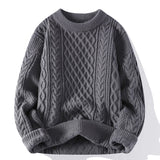 Nukty Autumn Winter Men Sweater Vintage O Neck Solid Color Mens Knitted Pullovers Loose Harajuku Mens Retro Knitting Pullover Sweaters