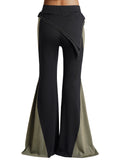 Nukty Women High Split Flare Pants Casual Celestial Sun Moon Cinched Elastic Waist Long Bell Pants Spring Summer