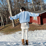 Nukty Women's Cozy Clouds Sweater Cute Cartoon Long Sleeve Crew Neck Pullover Jumper Fall Winter Knit Tops