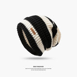 Nukty Winter thick thread needle striped knitted hat head girdle face small casual day system all match woolen pile cap