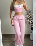 Nukty Sexy Elegant Crop Cami Top & Ruched Pocket Design Pants Set Womens Two Piece Sets Outfit New Fashion Summer Casual