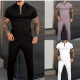 Nukty Summer Popular Men's Short-sleeved Trousers Suit Slim and Trendy Youth Casual Sports Suit