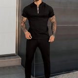 Nukty Summer Popular Men's Short-sleeved Trousers Suit Slim and Trendy Youth Casual Sports Suit