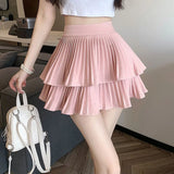 Nukty Mini Skirt Cute Sexy Balletcore Elastic High Waist Ball Gown Ruffle Patchwork Lolita Skirt Short Korean Sweet Y2K Women Clothing