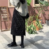 Nukty Black Quilted Skirt Winter Women Pull-on Long Padded Skirt  with Pocket Classic Warm Outfit