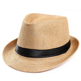 Nukty Unisex Hat Men Women Fedora Trilby Wide Brim Straw Cap Beach Sun Gentleman Adlut