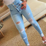 Nukty Pencil Pants Jeans Women Pencil Pants Bodycon High Waist Casual Long Pant Sheath Denim Trousers Tie Y2k Trouser Spring 2024