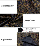 Nukty Brand Suit Vest Set For Men Luxury Silk Black Gold Paisley Dress Vest Tie Cufflinks Handkerchief Set Male Sleeveless Waistcoat